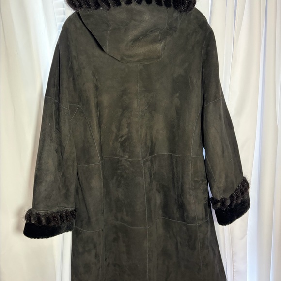 BLUE DUCK Black Shearling Coat Sz L - Picture 3 of 6